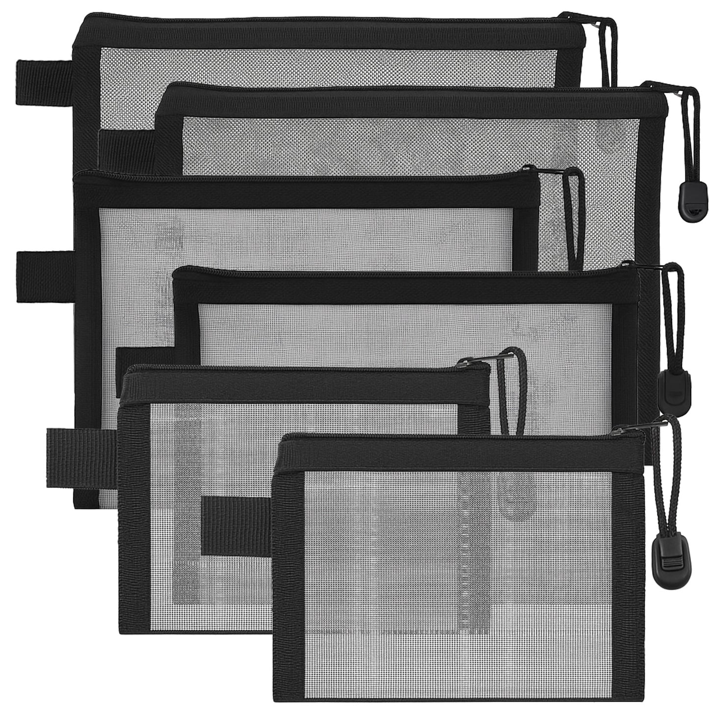 LXUEJIE 6 Pack Small Mesh Pouch, Zipper Mesh Makeup Bags for Purse, Travel Toiletry Organizer Pouches for Diaper Bag, Clear Breathable Cosmetic Bags for Toiletries & Accessories, Black
