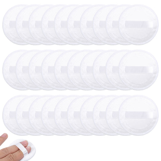 LXUEJIE 40 Pcs Compact Powder Puffs, 2.36 Inch (6 cm) Loose Powder Puff Soft Pure cotton Round Washable Makeup Pads, Reusable Face Powders Puffs for Loose & Pressed Foundation (White)