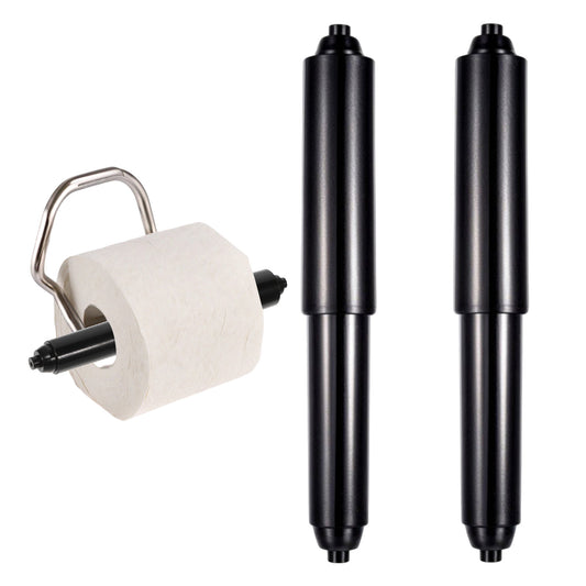AOZUO 2pcs Toilet Paper Holder Rollers, Toilet Paper Spring Rod Toilet Paper Holder Insert Replacement Rod Spring Loaded Insert Spindle for Bathroom(Black)
