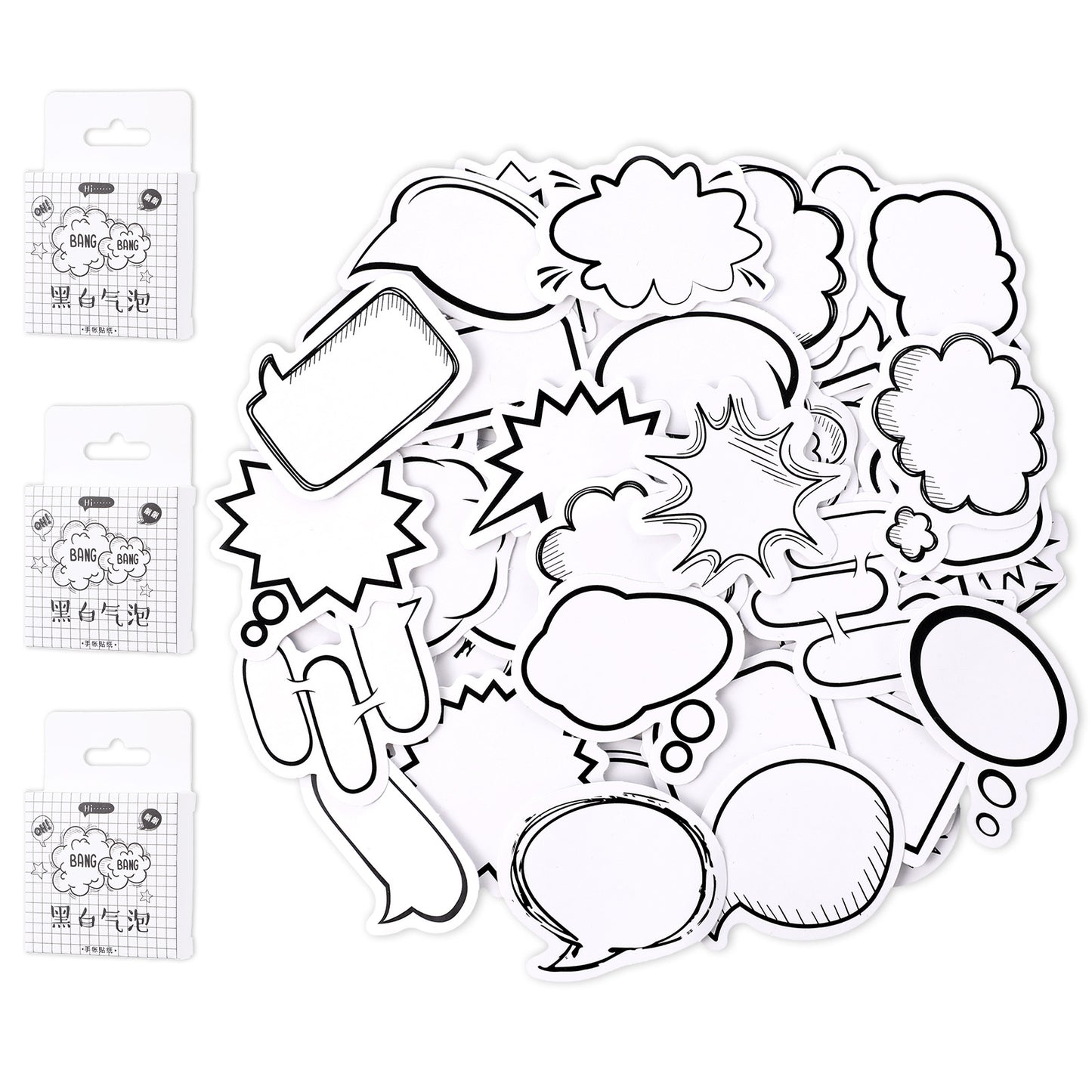 Yaunchu Dialog Box Bubble Stickers, 135pcs Comic Book Stickers 45 Patterns Blank Labels Stickers to Write on Cute Speech Bubble Decoration for Diary Planner Scrapbook Album Notebook Bottle Laptop
