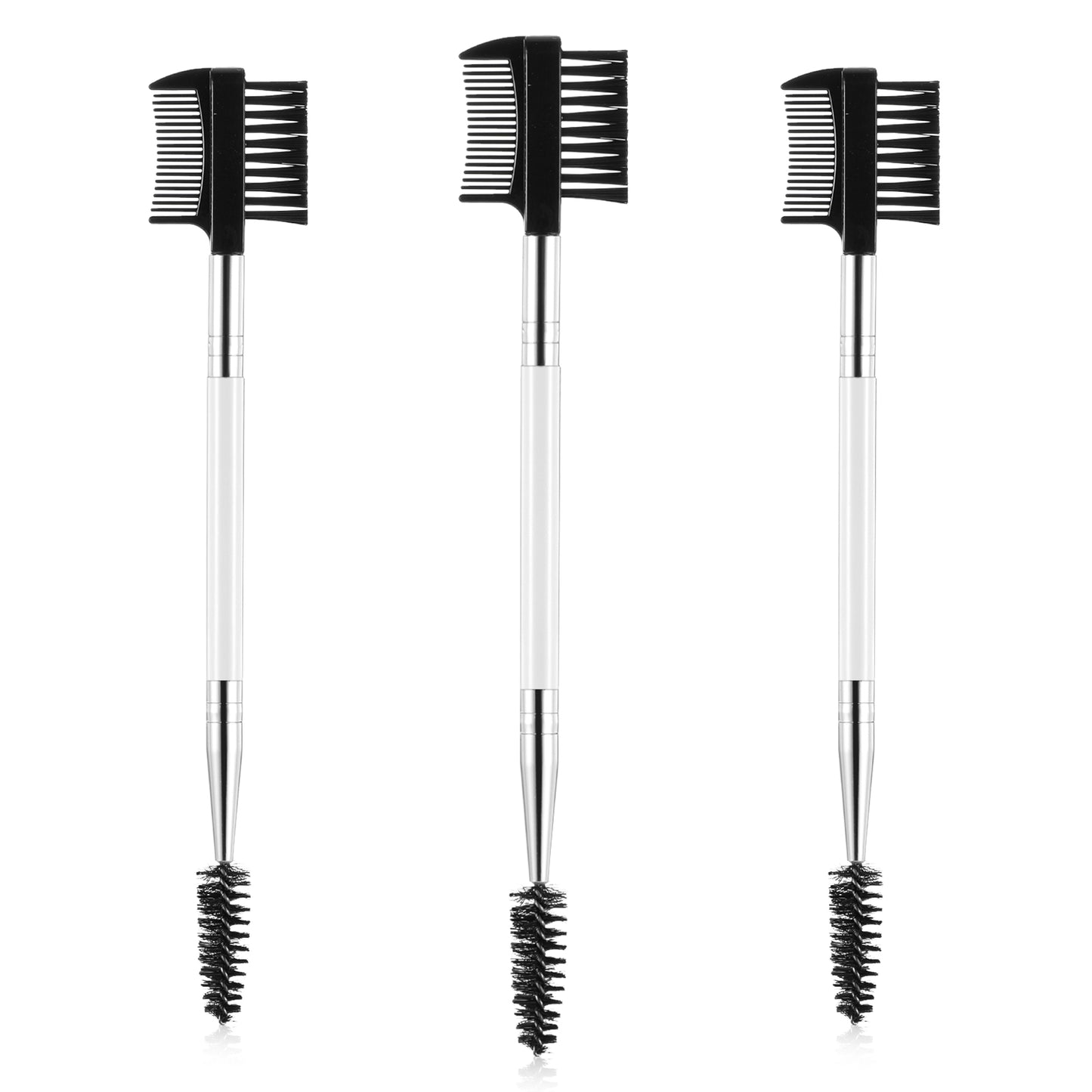 Giantree 3Pcs Eyebrow Brush, 3 Head Eyebrow Eyelash Eyelash Comb, Eyebrow Brush Eyelash Separator Tool Eyelash for Separating Lashes, Eliminating Mascara Clumps, Grooming Brows Cosmetic Travel(White)