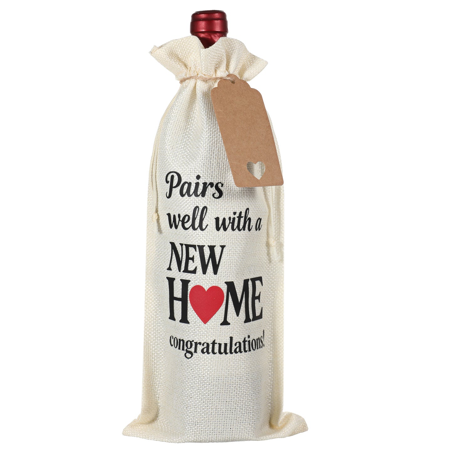 HJZHII House Warming Gifts New Home, New Home Wine Bag Wine/Champagne Bag with Thicken Fabric&Drawstring Personalized Gifts for Housewarming Gift for Friend Coworker Neighbor