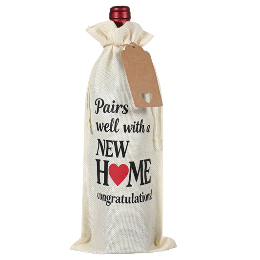 HJZHII House Warming Gifts New Home, New Home Wine Bag Wine/Champagne Bag with Thicken Fabric&Drawstring Personalized Gifts for Housewarming Gift for Friend Coworker Neighbor