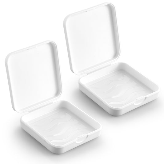 HJZHII 2Pcs Retainer Case Denture Box, Mouth Guard Case, Slim Braces Case Teeth Aligner Case Invisible Braces Gum Shield Case Orthodontic Dental Box for Bite Grinding Splint(White)