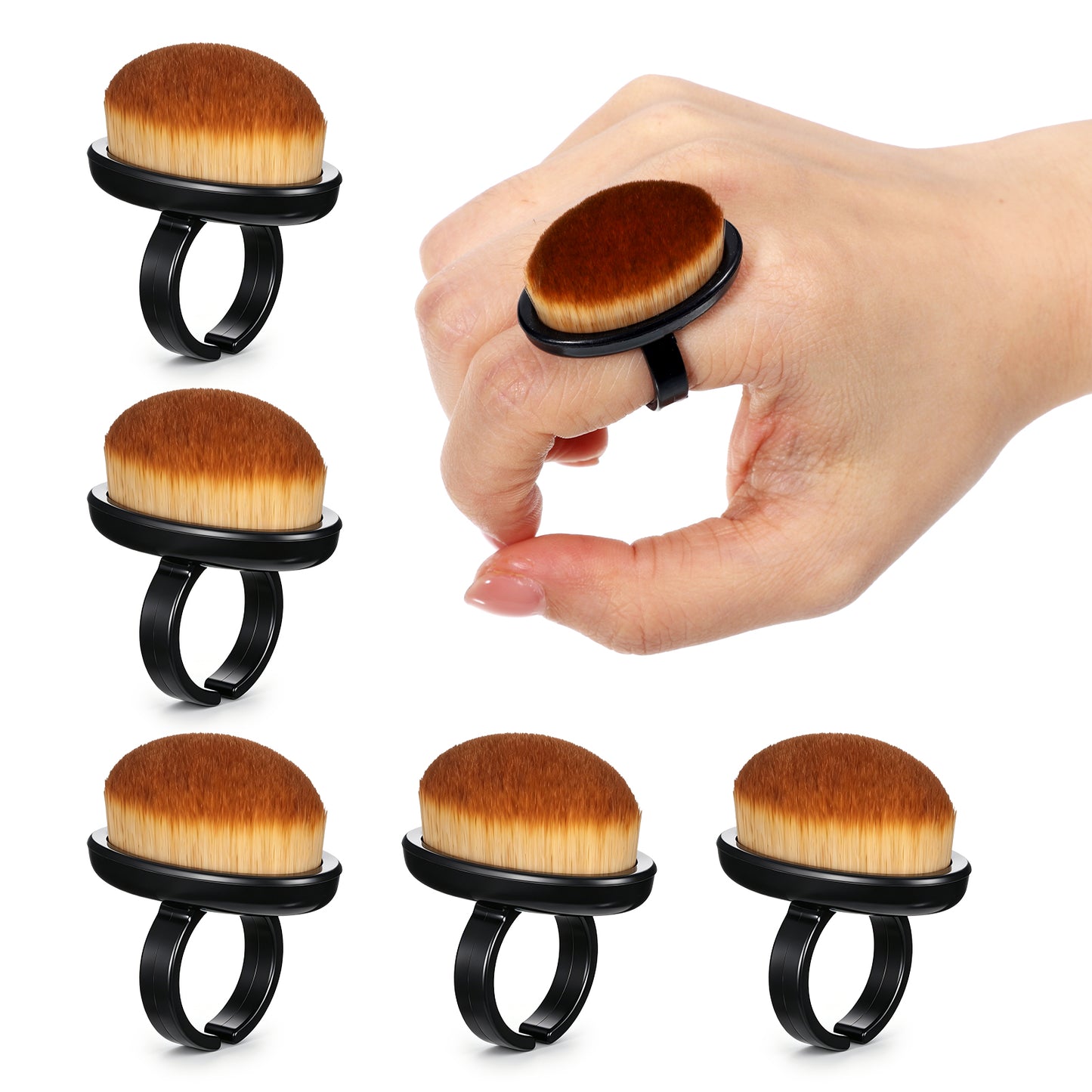 SULIKJHUI 6 Pcs Nail Dust Cleaning Brush Ring, Small Soft Fingernail Brush, ABS & Nylon Bristles Nail Dust Cleaning Tool Portable Nails Duster Tools for Fingernails & Toenails (Black)