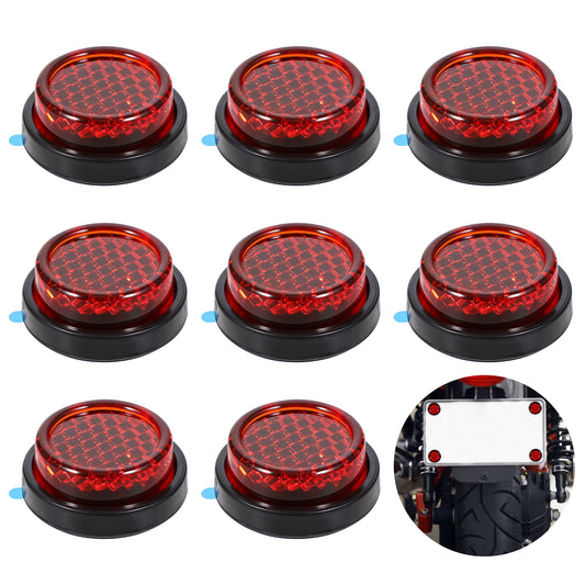 Giantree 8 Pcs Motorcycle Reflector, Number Plate Reflector Motorbike, 20mm Small Round Rear Red Reflectors Stick, Stick-on Safety Reflectors for Motorcycle Bicycle Trailers Gate Posts