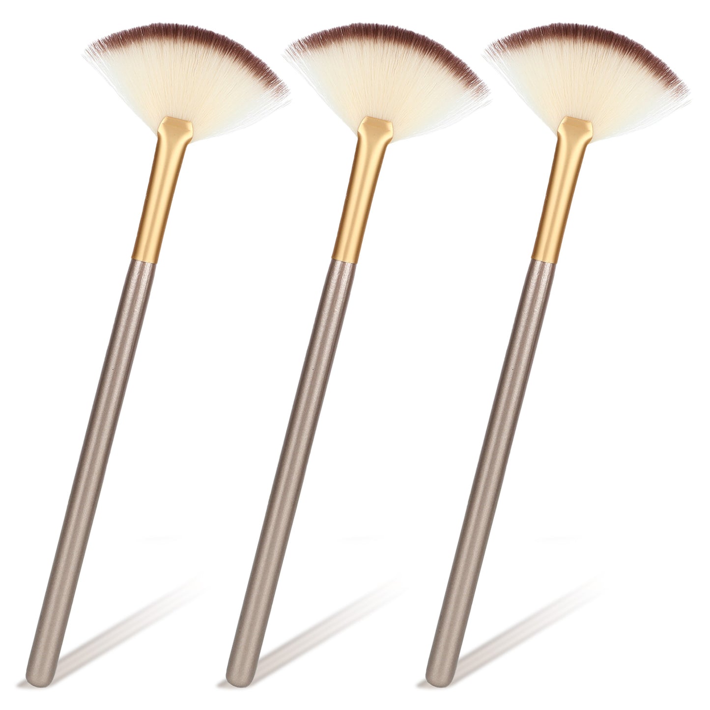 GEEHUA 3Pcs Fan Brushes, Soft Makeup Brush Facial Fan Applicator Brushes Face Mask Brush Cosmetic Applying Tools with Comfortable Wood Handle for Girls Ladies Peel Applying Mask Mud Cream Makeup