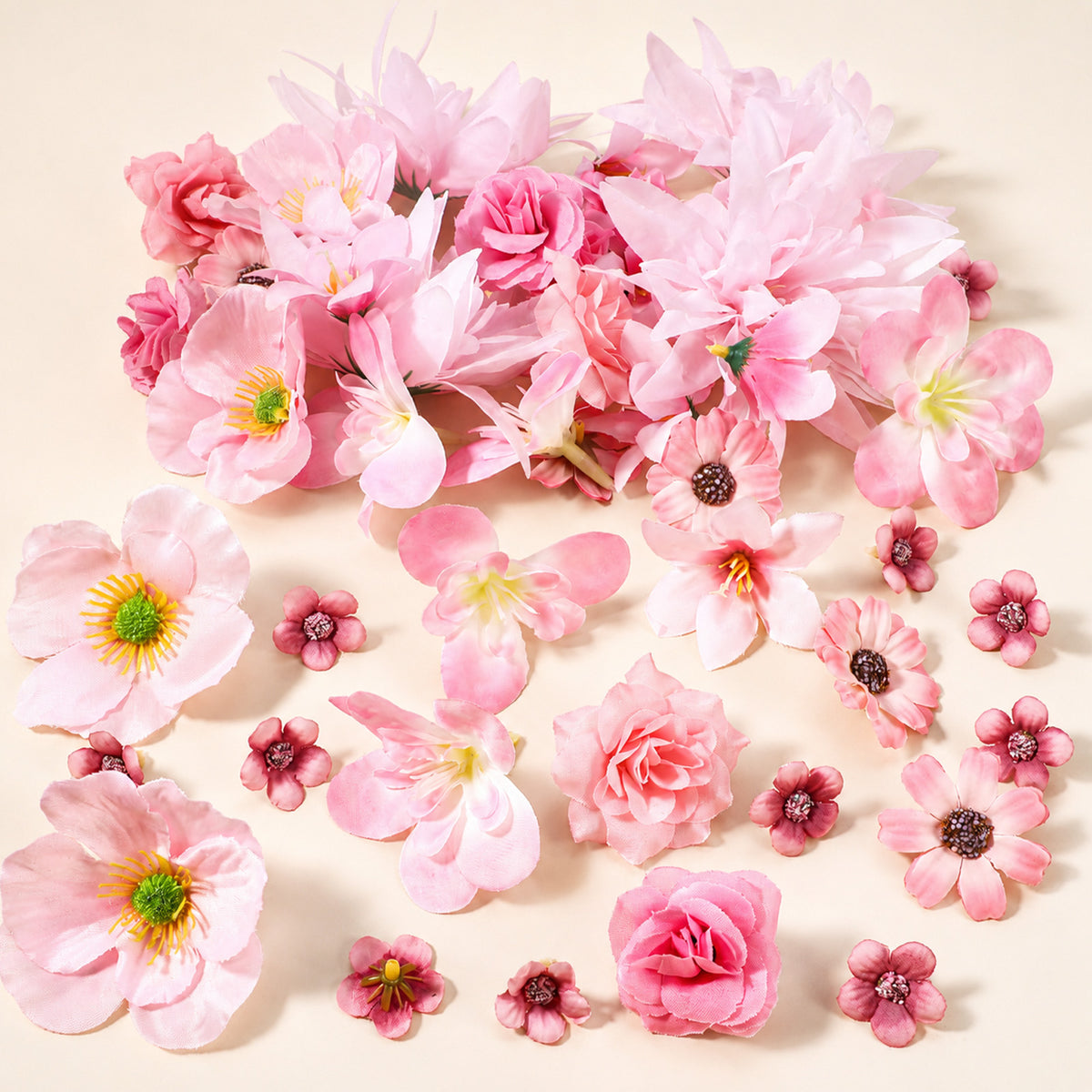YUXMU 50 Pcs Mini Silk Faux Flower Heads