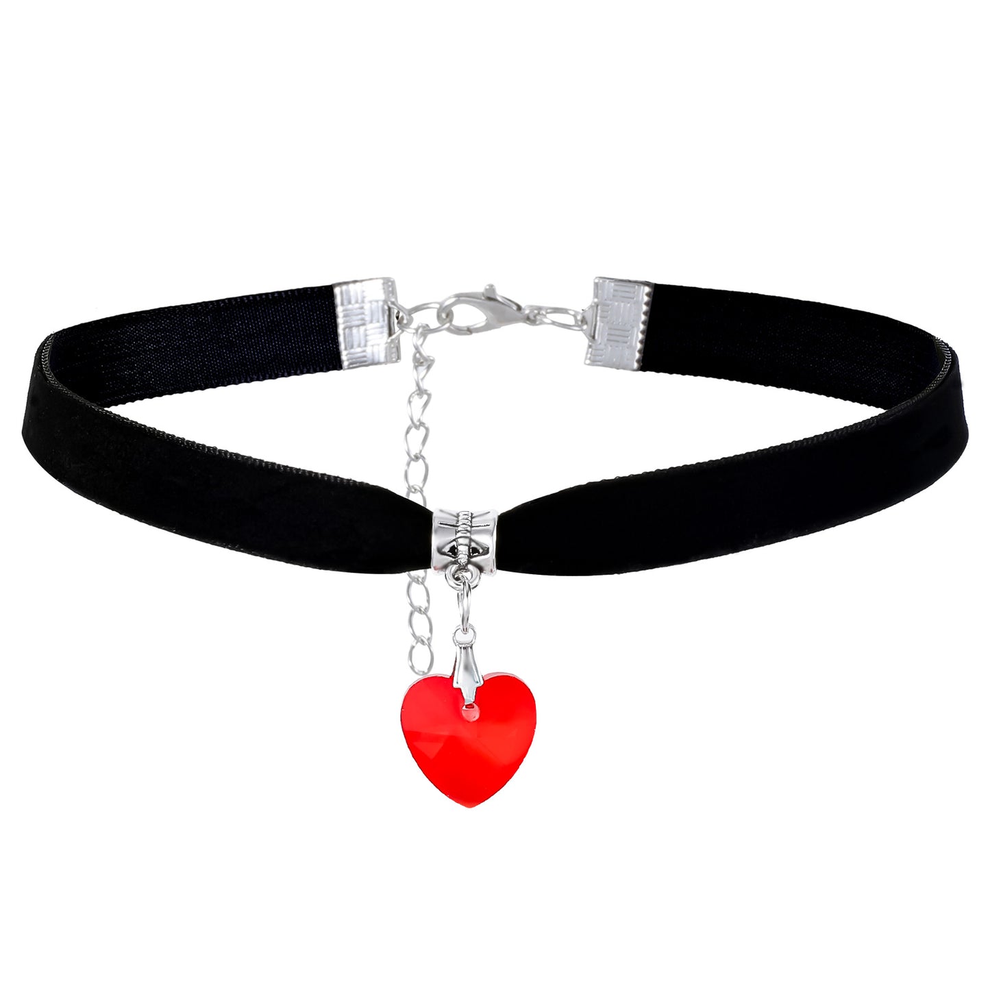 JIYIN Black Heart Choker Necklace For Women, Classic Velvet Heart Chokers Adjustable Gothic Necklace For Women Party Jewelry Valentine's Day Halloween Cosplay(Red)