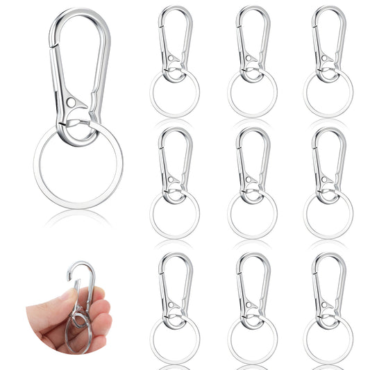 cobee 10Pcs Key Ring Clip, Metal Keychain Carabiner Clip, Stainless Steel Keychain for Car Keys, Holder for Keychains Keys Ring Chain Clips Hook Key Organizer for Men Women