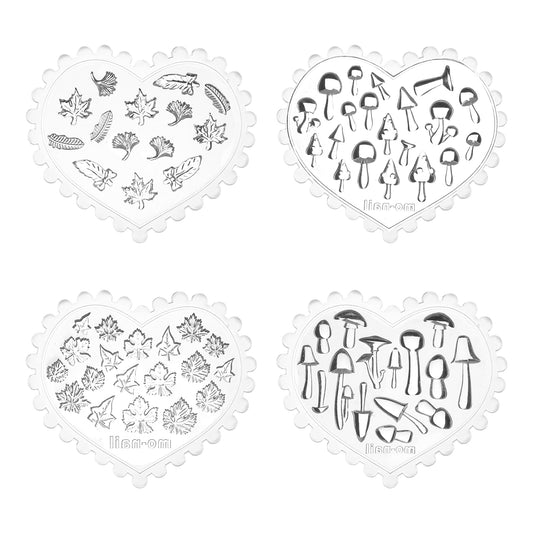 HJZHII 4 Pcs Flower Polymer Clay, Silicone Mini Leaf Molds Mushroom Butterfly Fondant Cake Flower Molds for Jewelry Making Earring Cupcake DIY Crafts(B)
