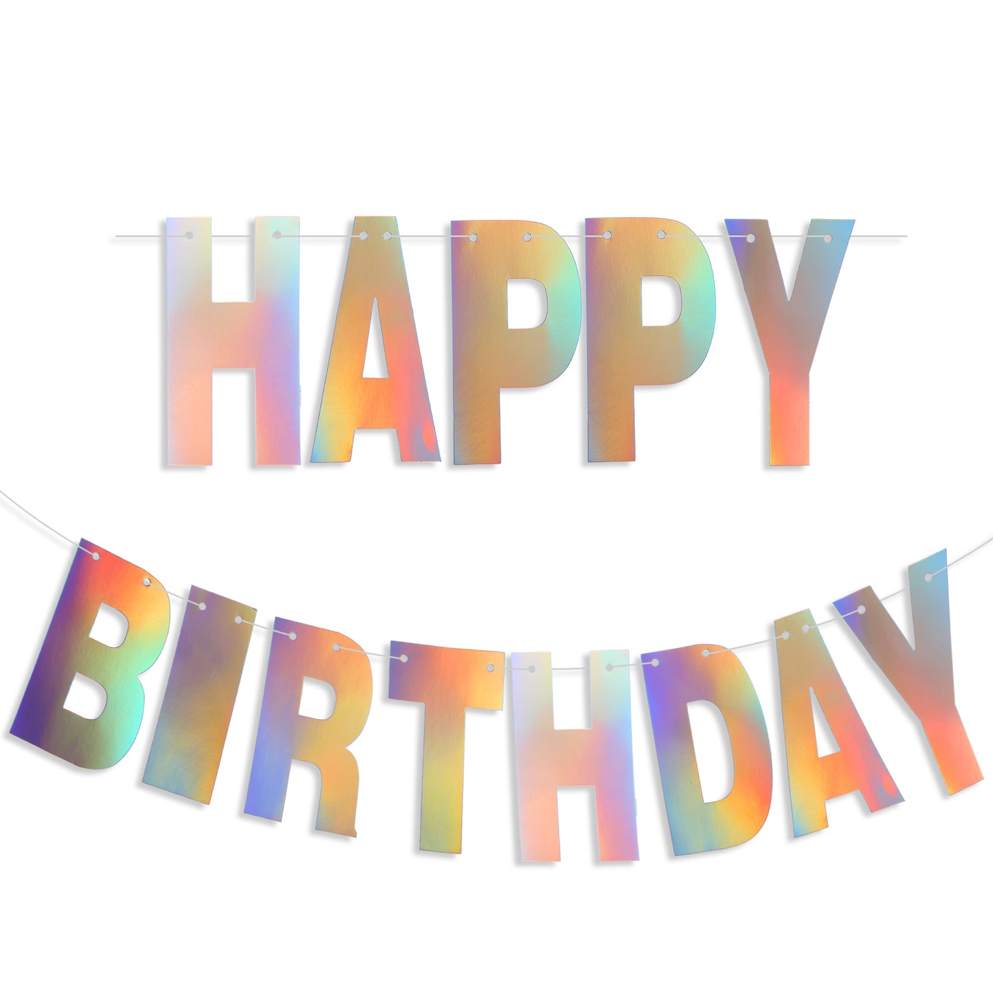 Yuanchu Iridescent Happy Birthday Banner, Happy Birthday Letters Happy Birthday Sign Disco Party Birthday Party Decorations Holographic Design for Women Men Birthday