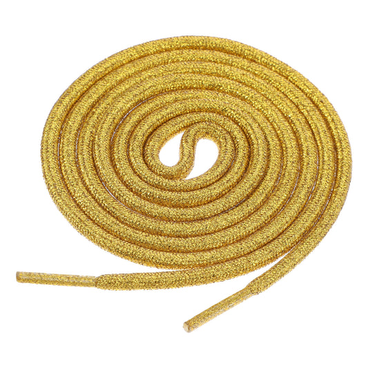 JIEYAO 2Pair Round Glitter Shoe Laces, Bling Sequin Shoelaces Sparkle Shoe Strings for Sneaker Sweatpants Hoodies Accessories(Gold)