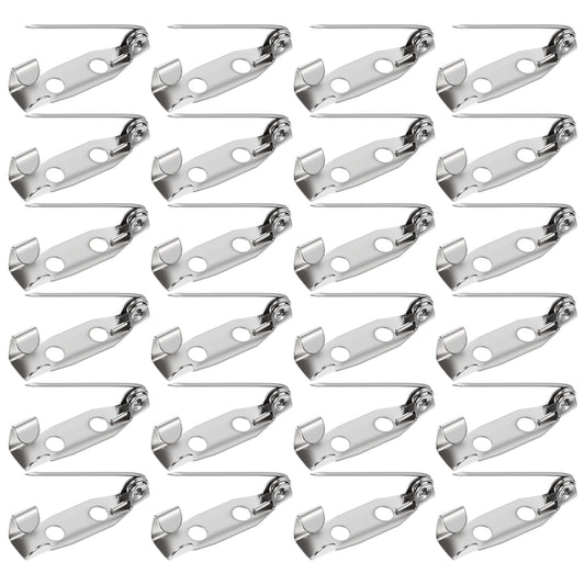 LIQWEI 200pcs Brooch Pin Backs, 20mm Silver Safety Bar Pins for Crafts, Metal Flat Back Locking Clasp for DIY Jewelry Making Badge Name Tag Tie Tacks Citation
