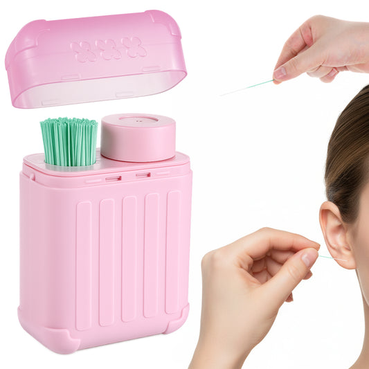 Jeffdad Piercing Cleaning, Ear Hole Cleaner Kit with 240pcs Disposable Ear Piercing Cleaner Floss Portable Ear Piercings Hole Cleaner for Women Men(Not Cleaning Solution)