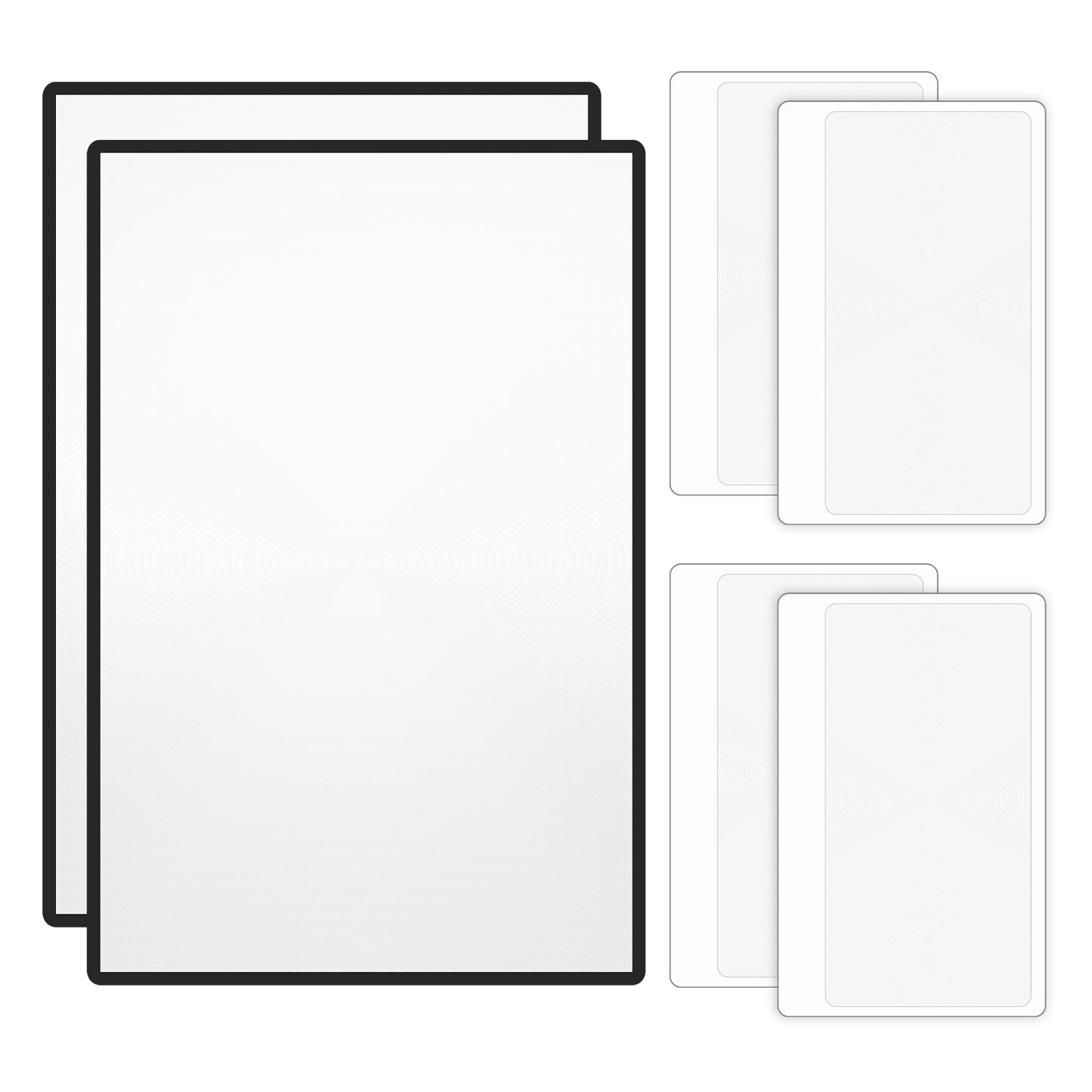 SULIKJHUI 6 Pcs Page Magnifying, Clear PVC Magnifying Sheet for Reading with 2 Large & 4 Small for Low Vision Reading Small Prints, Maps, and Books 2X-4X