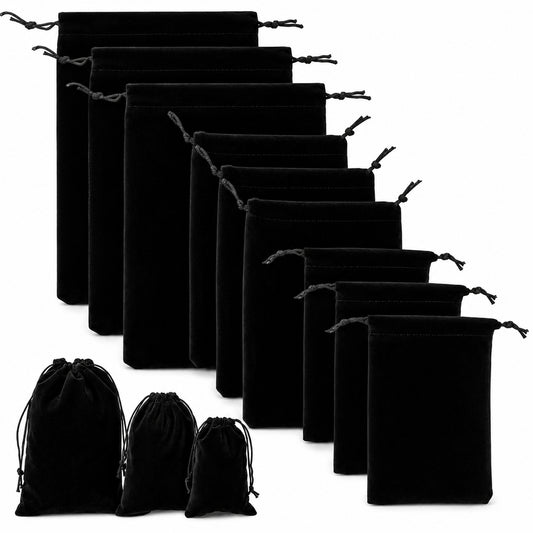 JJUNW 9pcs Black Velvet Drawstring Bags, 3Size Black Coin Pouch, BlackGift Bags Small Cloth Bag Jewelry Pouches Small Velvet Pouch for Wedding Memorial Day Party Favors Christmas