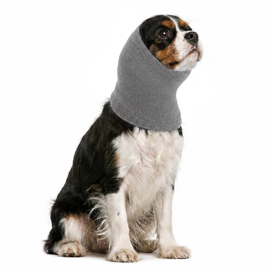 Amabro Cotton Dog Ear Neck Snood Noise Calming Pet Warmer Earmuff(Grey,M)