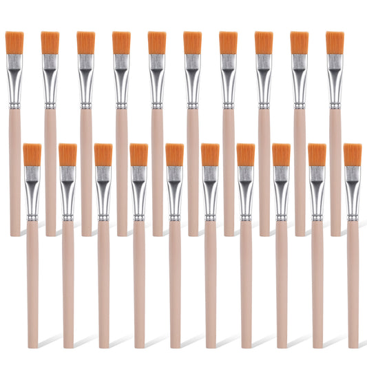 cobee 20 Pcs Wooden Handle Flat Paint Brushes, Craft Paint Brushes Small Paint Brushes, Multi-Purpose Cleaning Artist Brushes Painting Tools Glue Brushes Woodworking for Home Diy Adult