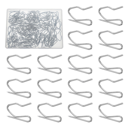 cobee 100 Pcs Metal Curtains Hooks, Heavy Duty Drapery Pin Hooks Window Hook Metal Curtain Pin Hook for Window Door Shower Pencil Pleat Curtain(Silver)