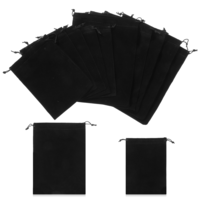 HJZHII 10Pcs Black Velvet Jewelry Pouches, Velvet Jewelry Drawstring Pouch Anti Tarnish Storage Bags 2 Sizes Black Gift Bag Fabric Cloth Pouche for Wedding Party Favors Candy Bags