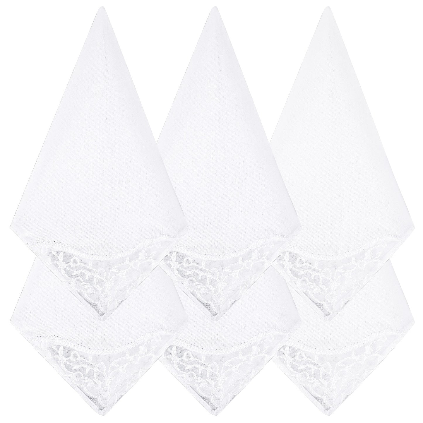 HJZHII 6 Pcs Women Lace Handkerchiefs, Ladies Elegant Embroidered Handkerchief for Wedding Bridal Pure Color Square Hankies