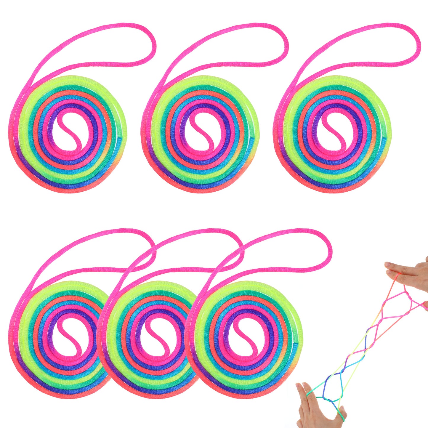 Giantree Cat Cradle Rope, 6-Piece Rainbow Fingers Ropes, Toy Supplies Finger Game Educational Toys, Flexible Finger Rope Game Toys, Suitable for Children and Adults Party Games, Stimulate Creativity