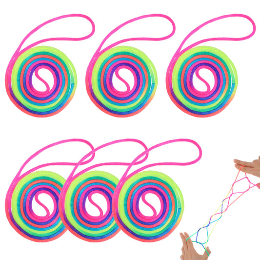 Giantree Cat Cradle Rope, 6-Piece Rainbow Fingers Ropes, Toy Supplies Finger Game Educational Toys, Flexible Finger Rope Game Toys, Suitable for Children and Adults Party Games, Stimulate Creativity