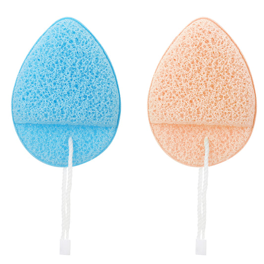 Molain 2 PCS Gentle Facial Sponge, Compressed Facial Sponges Wash Reusable Puff for Daily Face Removes Deep Down Dirt & Makeup, Glove Bath Sponge Gentle Exfoliating Pads(Pink+Blue)