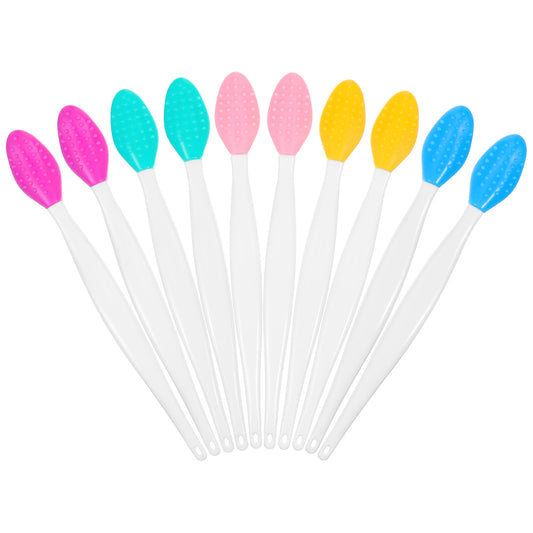 IANFAN10 Pcs Lip Scrub Brush, Double-Sided Lip Exfoliating Brushes, Soft Silicone Pore Cleaning Brush Colorful Lips Cleansing scrubber for Men Women Lightening Smoothing Lips
