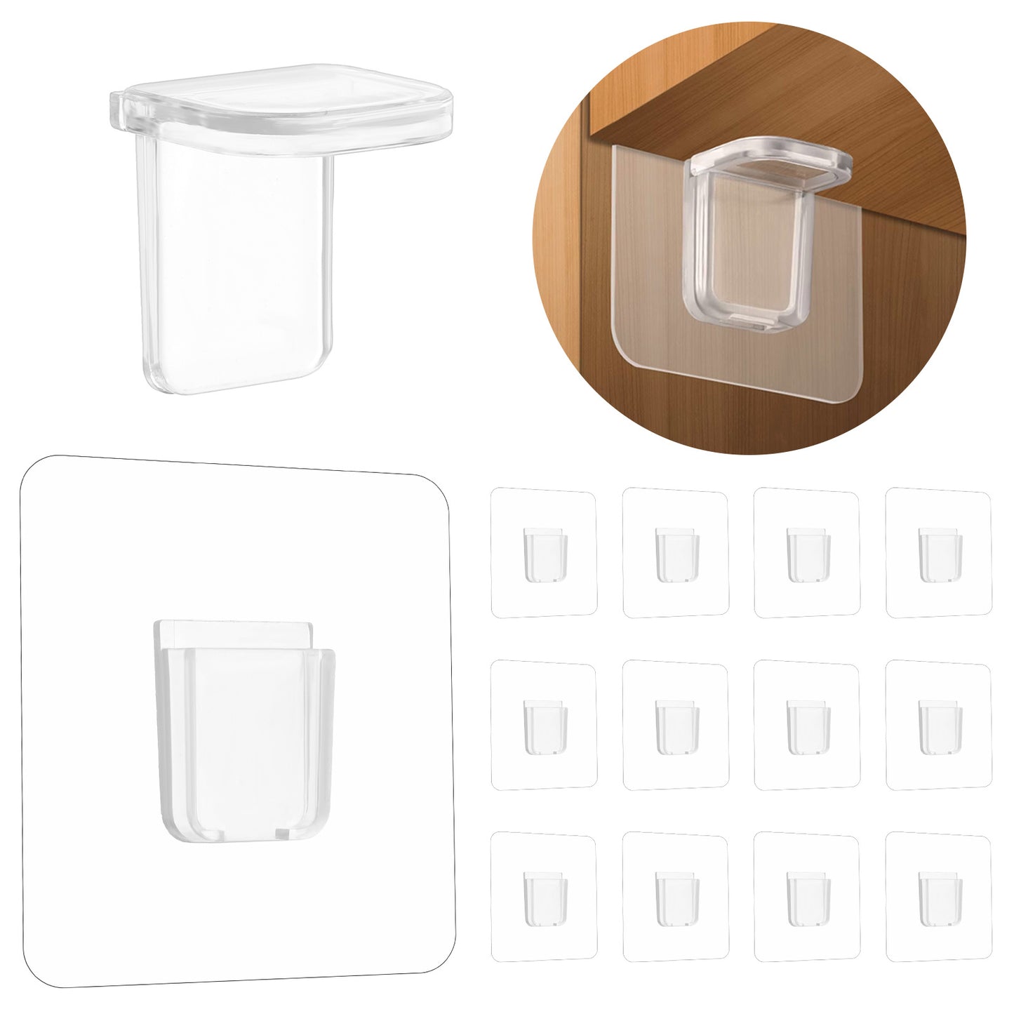 Yuanchu 12Pcs Shelf Support Pegs, Transparent Adhesive Pegs Punch Shelf Support Brackets Self-Adhesive L-Shaped Support Triangle Bracket Shelf Support for Furniture Cabinet Closet Bookcase Shelf