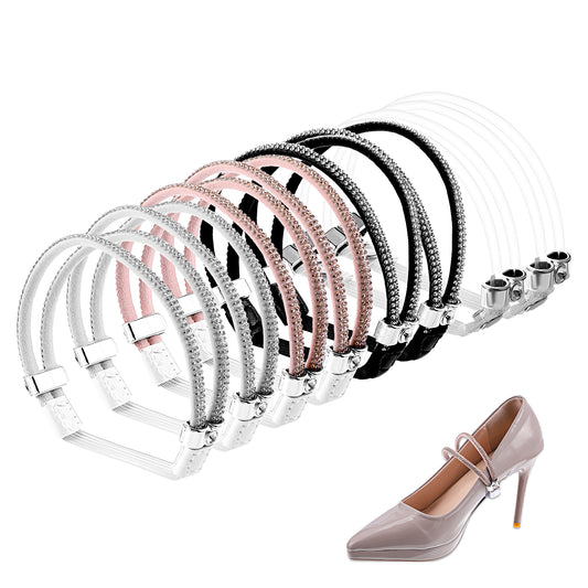 BOHUIZ 4 Pairs High Heels Shoe Straps, 4 Styles Rhinestone Shoe Lace For Heels Detachable Shoe Straps for Loose Shoes Anti-Loose Shoe Straps Elastic Shiny Shoe Laces for High Heels Sandals Slippers