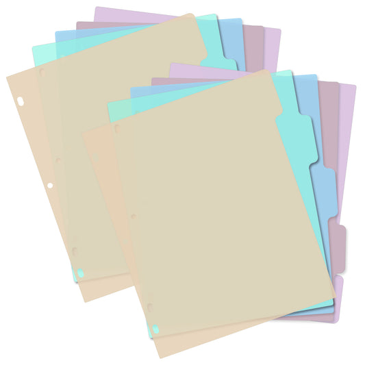 Jeffdad Binder Dividers for 3 Ring Binder, 5 Tab Binder Dividers Blank Write On Page Dividers Notebook Dividers Letter Size for School Office Home(5)
