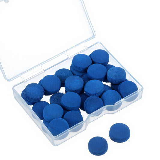 HJZHII 12mm/13mm Billiard Pool Cue Tips, 32 Pcs Pool Cue Stick Tip Replacement Repair Kit with Storage Box for Table Cues Head and Snooker Stick, PU Leather(Blue)