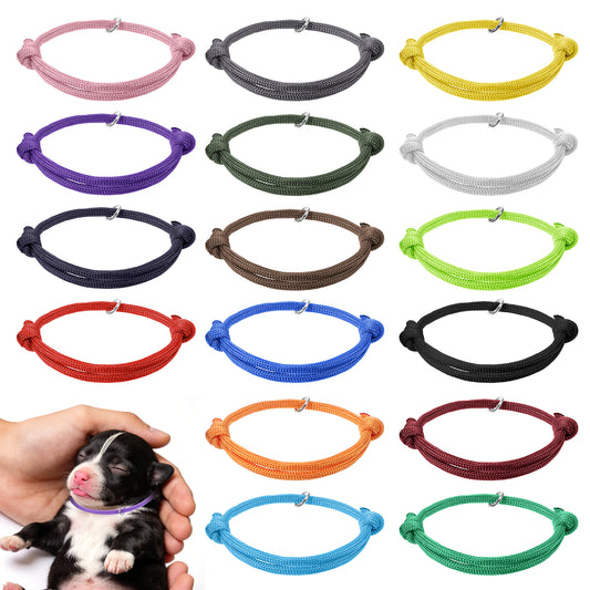 Cobee 16 Pcs Adjustable Puppy ID Collars, Whelping Identification Bands for Newborn Puppies Kittens Puppy Collars for Small Dogs (S:5-10CM)(L)