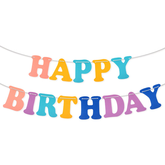 Giantree Pastel Happy Birthday Banner, Colorful Rainbow Happy Birthday Party Banner Decorations, Colorful Glitter Birthday Party Garland Decor(Pearlescent Macaron)