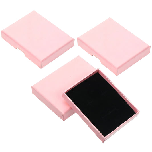 LXUEJIE 3 Pack Small Jewelry Gift Box, Necklace Bracelet Earring Cardboard Organizer, Cardboard Jewellery Box with Lids, Square Jewellery Gift Boxes for Birthday Xmas Christmas Wrapping (Light Pink)
