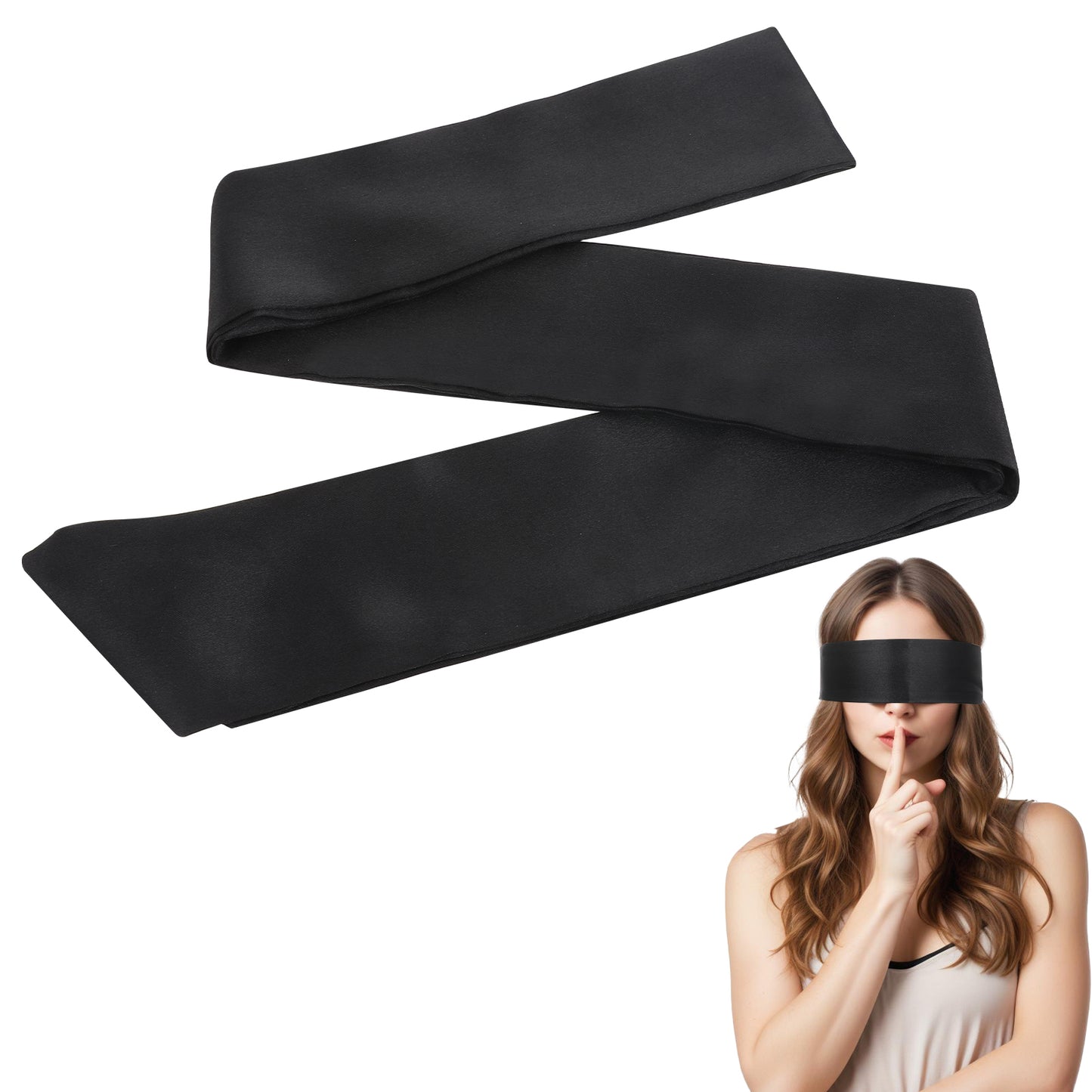 GEEHUA Satin Sleep Eye Mask, Adjustable Blackout Blindfold Comfortable Soft Eye Cover Night Sleeping Blinder Bondage Eye Shield Cover for Travel Nap Meditation（150cm/59inch）(1pcs)