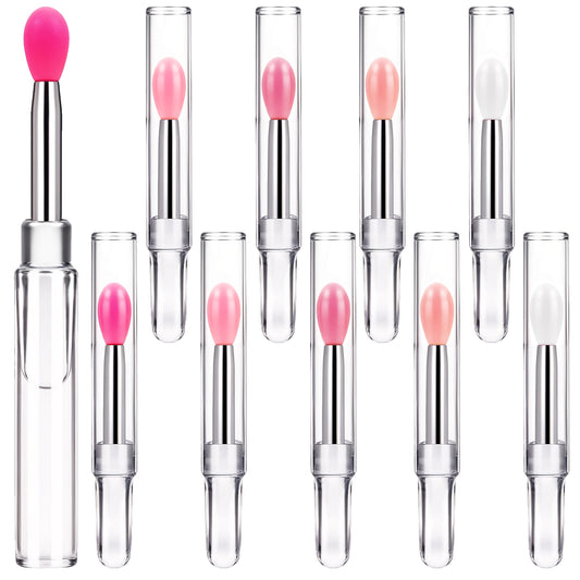 JIYIN Silicone Lip Brushes, 10Pcs Lipstick Applicator Brushes with Caps, Makeup Lipstick Brush Wands Applicator for Lip Mask, Lipsticks, Lip Gloss, Lip Balm, Eyeshadow, and More Cream Makeup Produts