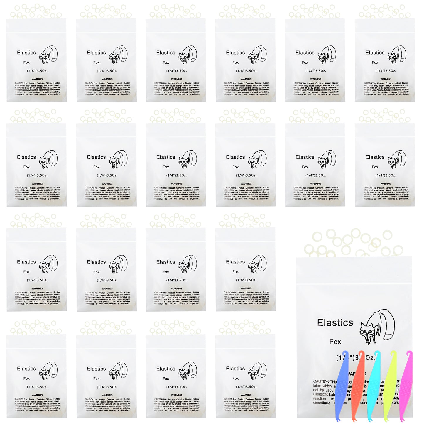 JIEYAO 500 Pcs Orthodontic Elastic Rubber Bands, 1/4 Inch Braces Rubber Traction Bands, 3.5 OZ Rubberbands Fix Tooth Gap with 5 Pcs Elastic Placer for Braces Orthodontic Supplies for Oral Care(1/4)