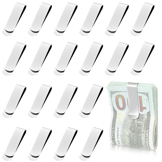 Andibro 20 Pack Stainless Steel Money Clip, Silver Slim Metal Cash Clip Credit Card Holder Minimalist Front Pocket Wallet for Men