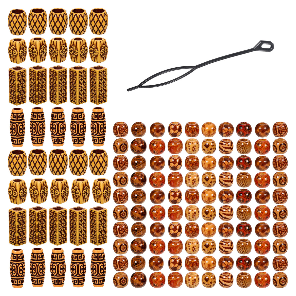 LXUEJIE 140pcs Dreadlock Large Bead Hair Jewelry,Wood Hair Beads Large Hole