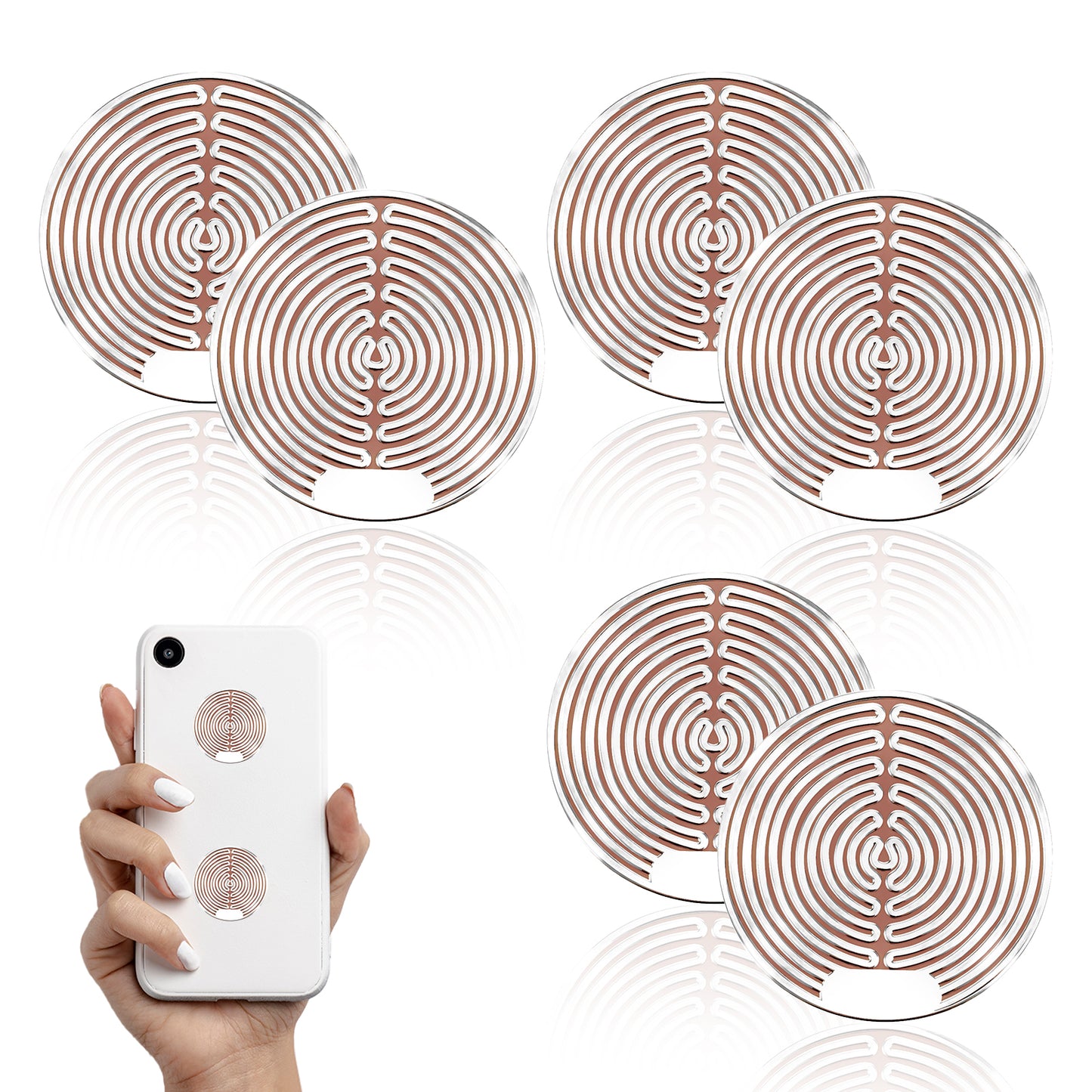 JIYIN 6 PCS Cell Phone Protection Neutralizers Stickers, EMF Stickers Blocker Neutralize Shield Protection for All Phones Tablets Laptops Computer WiFi Devices, 6pcs Silver