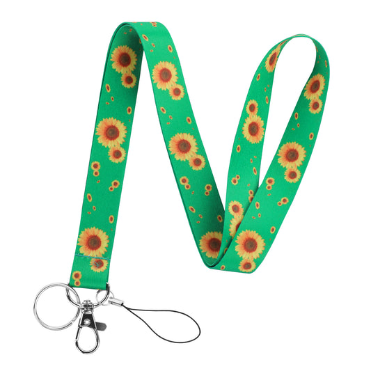 Molain Sunflower Lanyard Neck Wristlet Strap Lanyard for Keys Keychain, Id Badges, Card Holder, Wallet, Cell Phone,Teacher,Women,Girls (green)