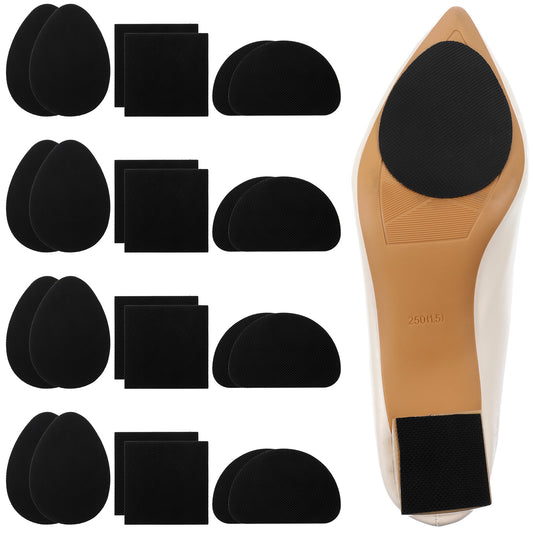 MBAIYO 24Pcs Self-Adhesive Non-Slip Shoe Pads, 3 Styles Black Rubber Sole Protectors Non-Skid Stickers for Heels Sandals Sneakers Anti-Skid Grips