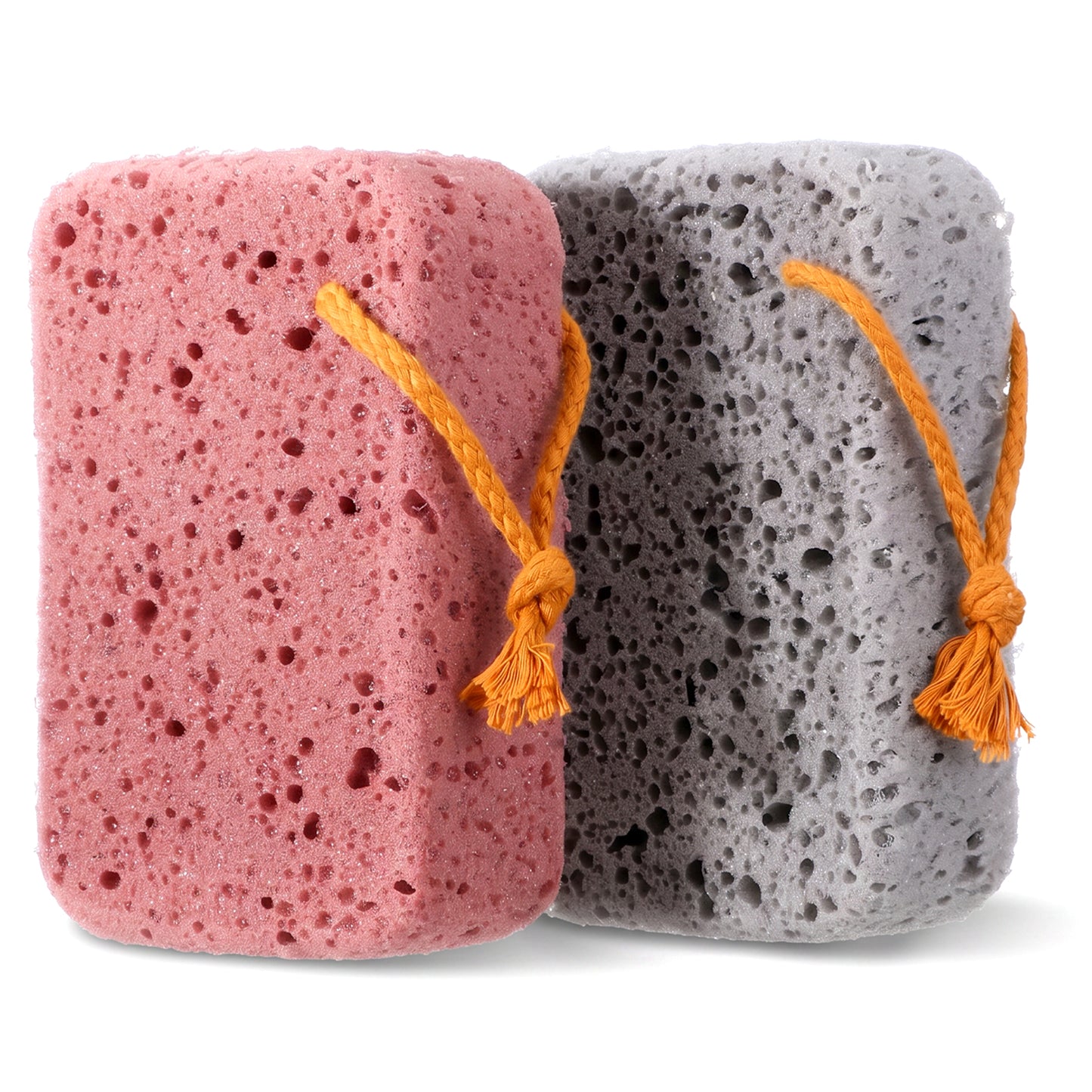 Amabro Bath Sponges for Adults, 2Pcs Large Shower Sponge with Rope for Women Men Exfoliating Bath Loofah Puff Sponges Dense Foam Scrubber Bathroom Bathing Body Gentle Cleansing & All Skin Types
