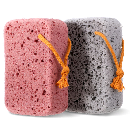 Amabro Bath Sponges for Adults, 2Pcs Large Shower Sponge with Rope for Women Men Exfoliating Bath Loofah Puff Sponges Dense Foam Scrubber Bathroom Bathing Body Gentle Cleansing & All Skin Types