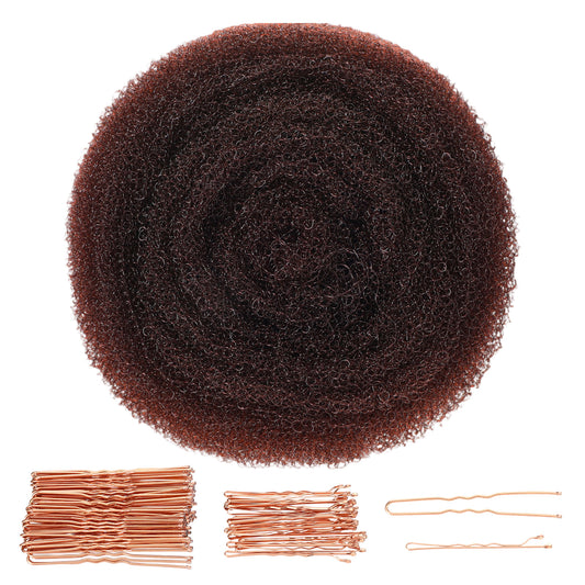 LXUEJIE Hairs Sponge for Updo & Volumes Bump Tool, Volume Bumps Insert, Hair Filler for Thin Hairs, Hair Bumps for Volume Insert Tousle Sponge with 70 Bobby Pins Salon Must-Have (Light Coffee Color)