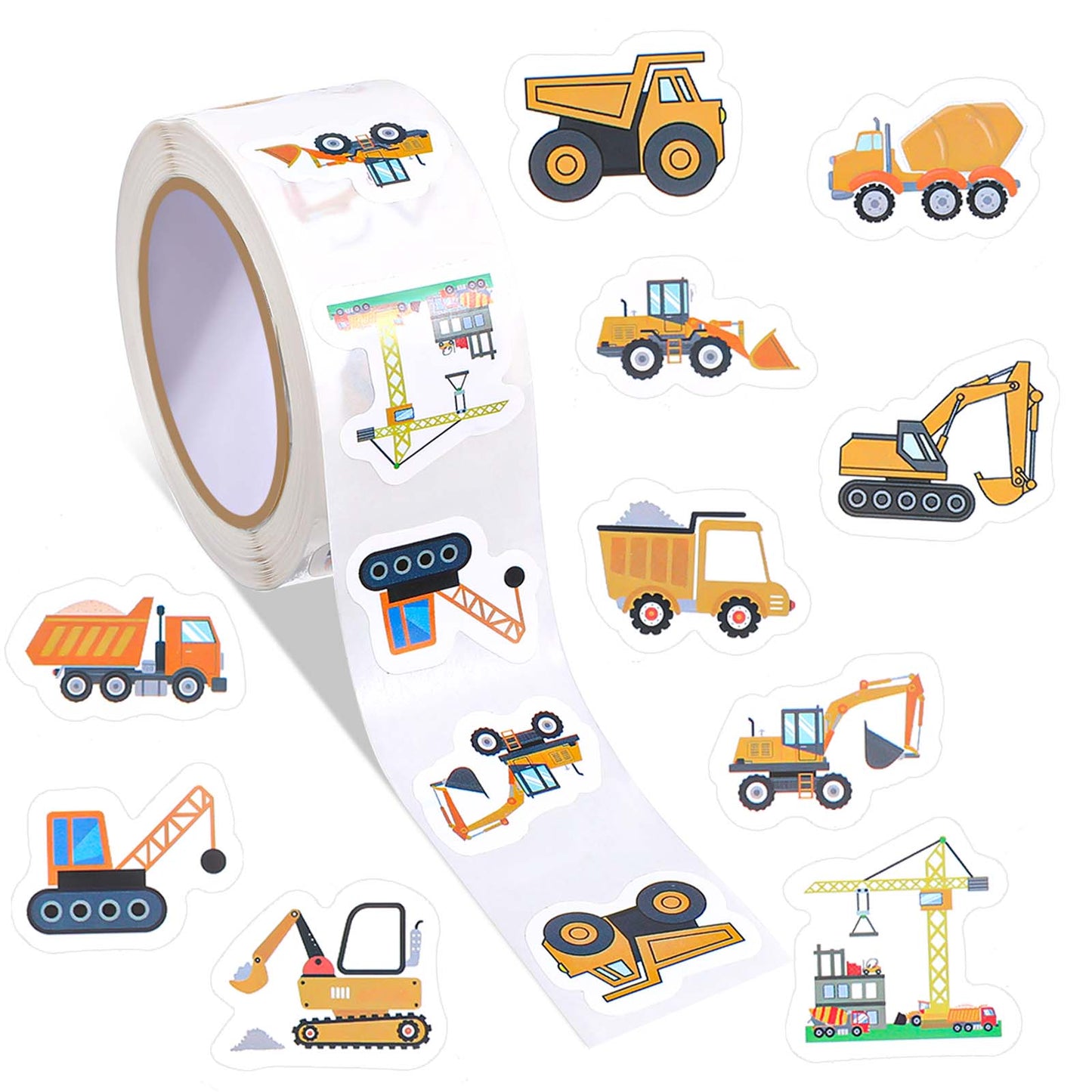 GEEHUA 500 Pcs Construction Stickers, Waterproof Engineering Vehicle Stickers Roll Self-Adhesive Crane Sticker Excavator Sticker Party Favors Decals for DIY Craft Reward Incentives