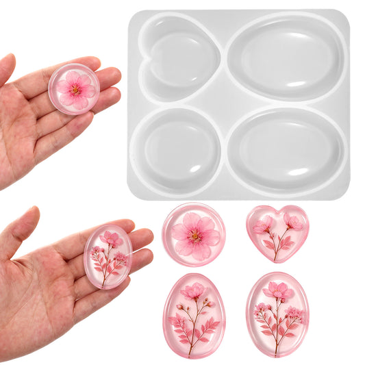 HJZHII Thumb Worry Stone Resin Molds, DIY Resin Silicone Molds Pocket Stones Resins Mold 4 Design Casting Oval Heart Silicone Mold for Men Women DIY Reducing Stress Stones Resins Casting